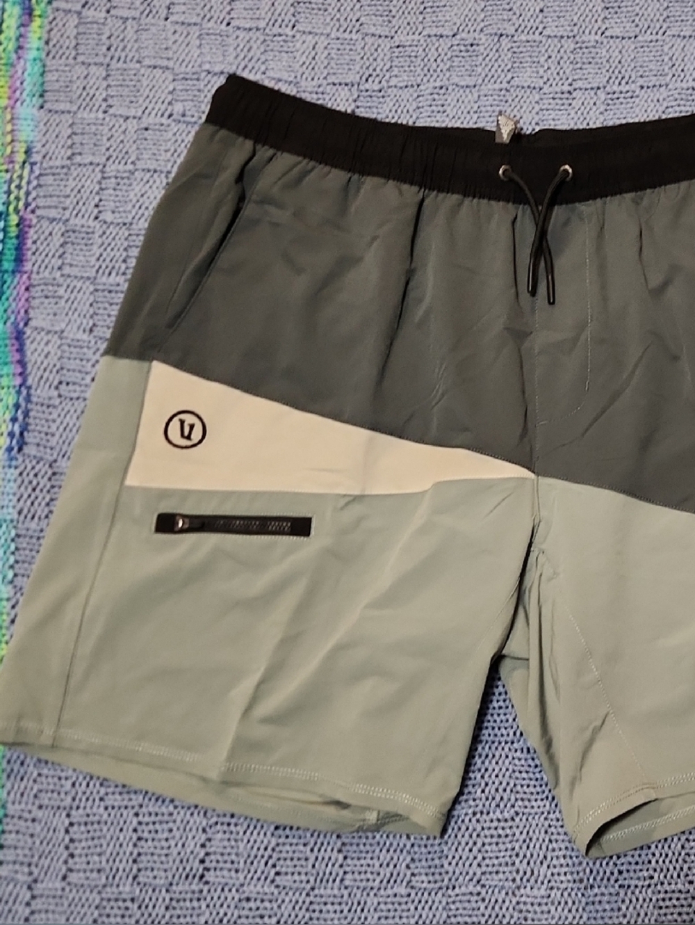 Vuori Men’s Two-Tone Sage and Charcoal Athletic Shorts
